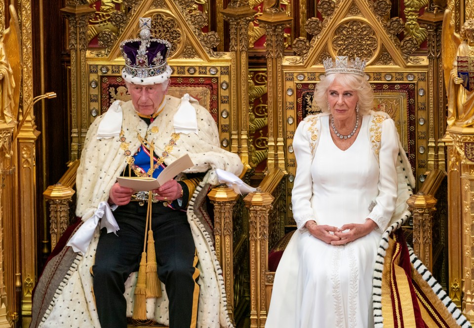 The King and Camilla during the State Opening of Parliament
