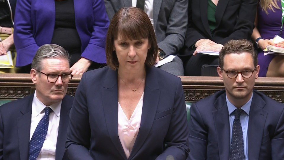 Chancellor Rachel Reeves speaks as PM Sir Keir Starmer watches on