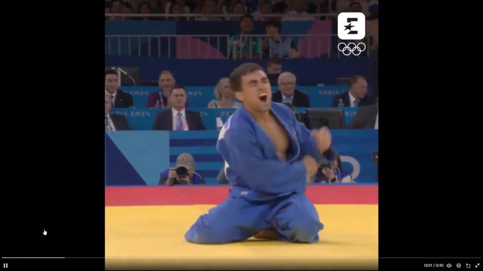 An excited fist pump caused the Moldovan to dislocate his shoulder