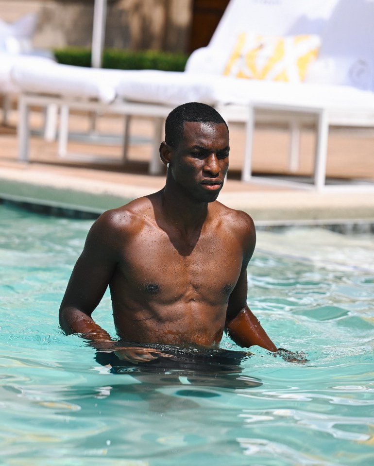 Nicolas Jackson takes a dip in the pool