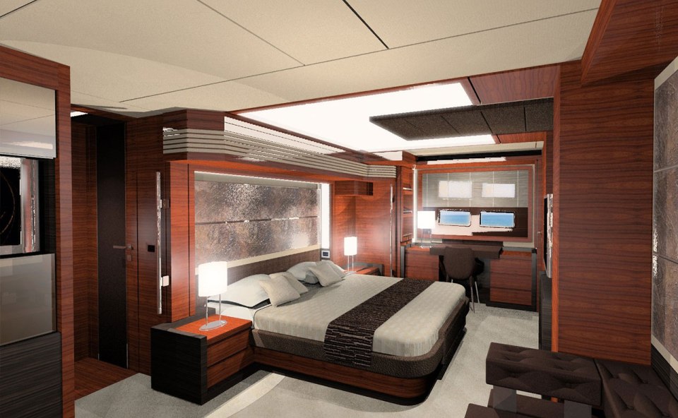 an artist 's impression of a bedroom on a boat