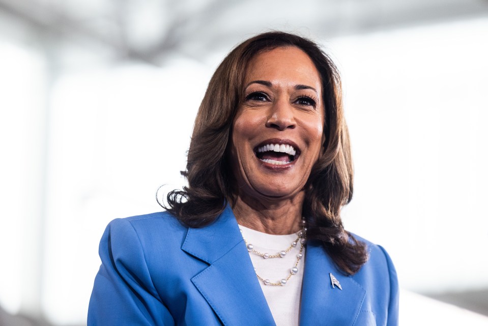 a woman wearing a blue jacket and pearls is smiling