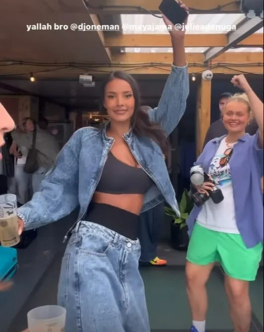 Maya Jama put her toned abs on display while partying with friends