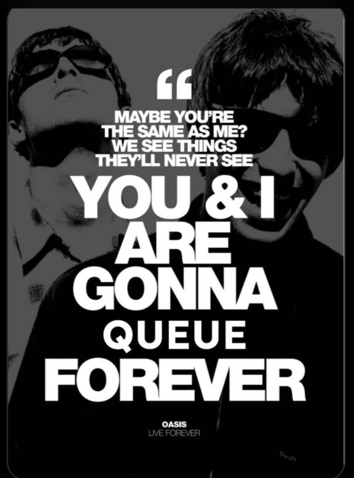 a phone screen shows a quote from oasis