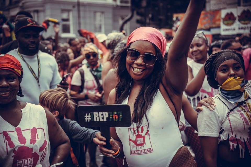 London's biggest street party. The streets of west London are filled with Caribbean colours, music and flavours during Notting Hill Carnival. Elaborate floats and costumed performers wind their way through the streets in the carnival parade, people dance to the sound of steel bands and calypso music, and visit the tempting food stalls along the route. Pictured: notting hill carnival 2024,london,notting hill,carnival 2024 Ref: BLU_S7876370 250824 NON-EXCLUSIVE Picture by: mightyquinnphotos.com / SplashNews.com Splash News and Pictures USA: 310-525-5808 UK: 020 8126 1009 eamteam@shutterstock.com World Rights