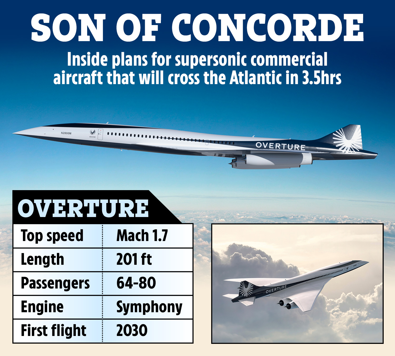 an advertisement for the son of concorde supersonic commercial aircraft