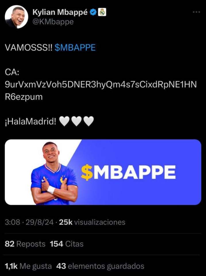 a screenshot of a tweet by kylian mbappe