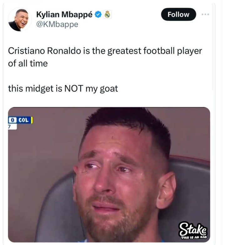 cristiano ronaldo is the greatest football player of all time this midget is not my goat