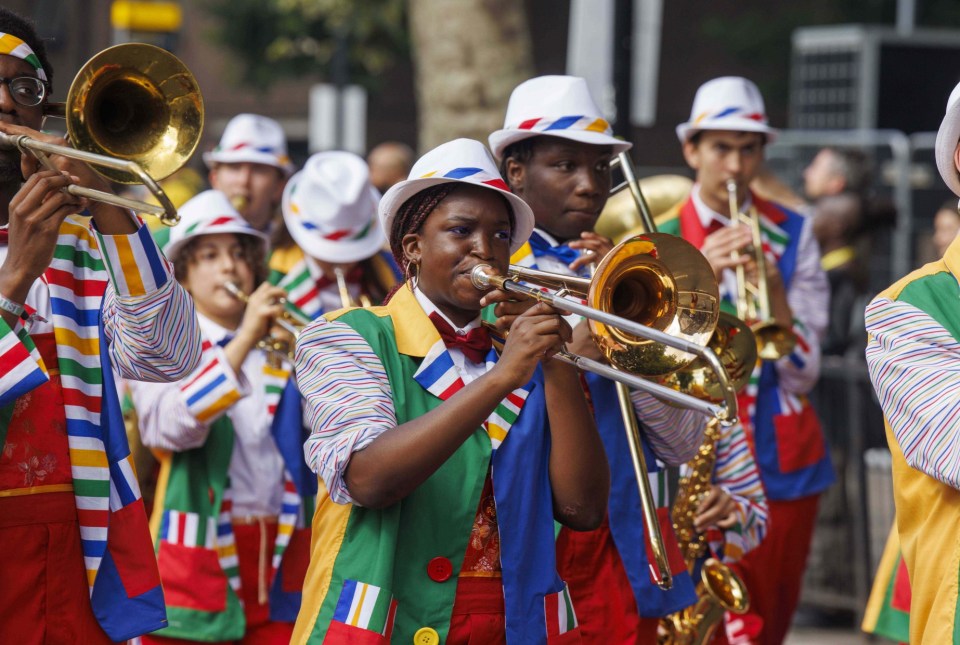 Mandatory Credit: Photo by REX/Shutterstock (14660151q) Parades at the Notting Hill Carnival which celebrates Afro Carribean culture. Notting Hill Carnival, London, UK - 25 Aug 2024