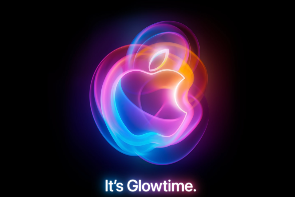 an apple logo with the words it 's glowtime below it