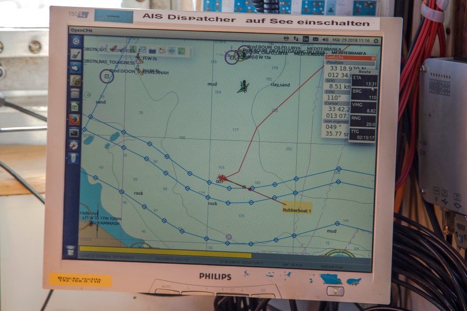 a philips monitor displays a map of the ocean