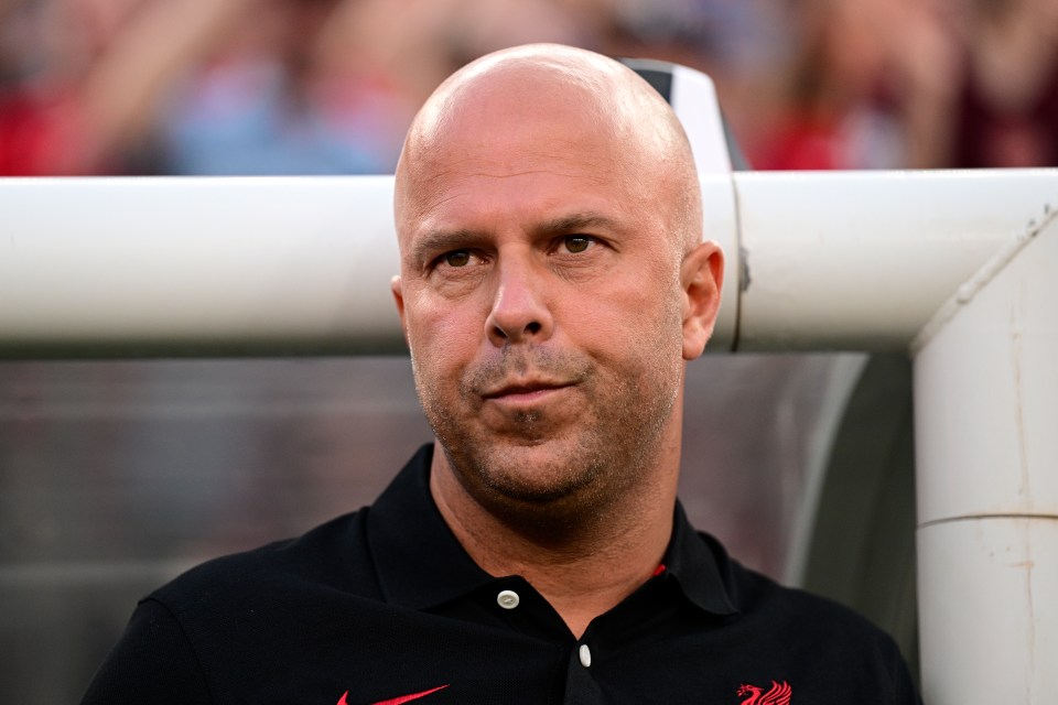 a bald man wearing a black shirt with a red lion on it