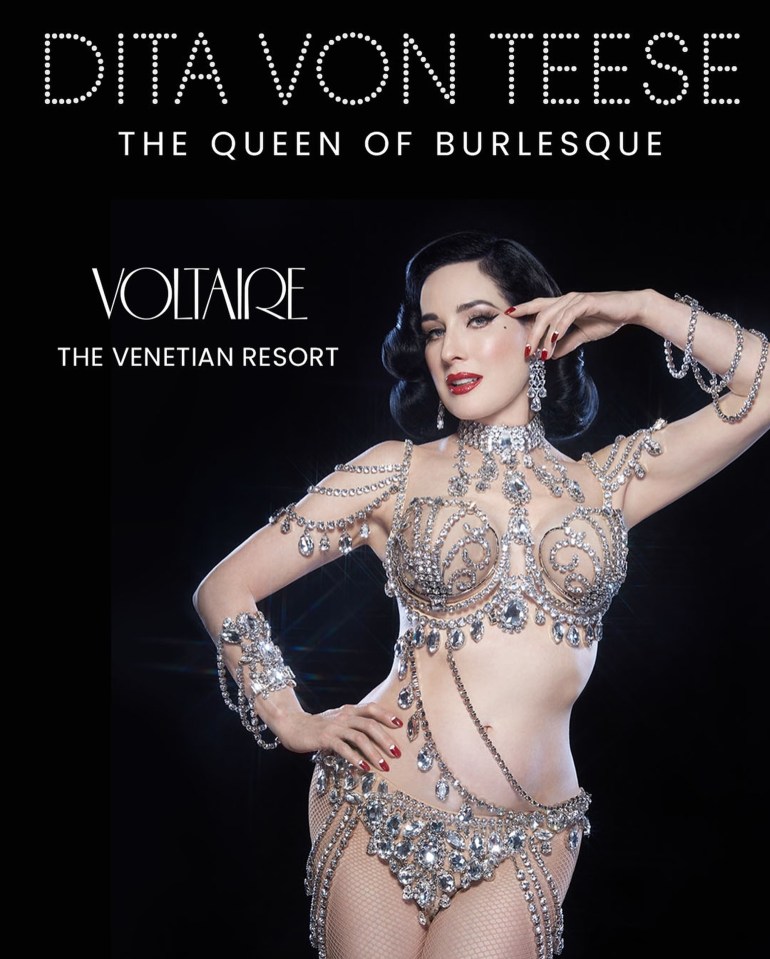 a poster for dita von teese the queen of burlesque