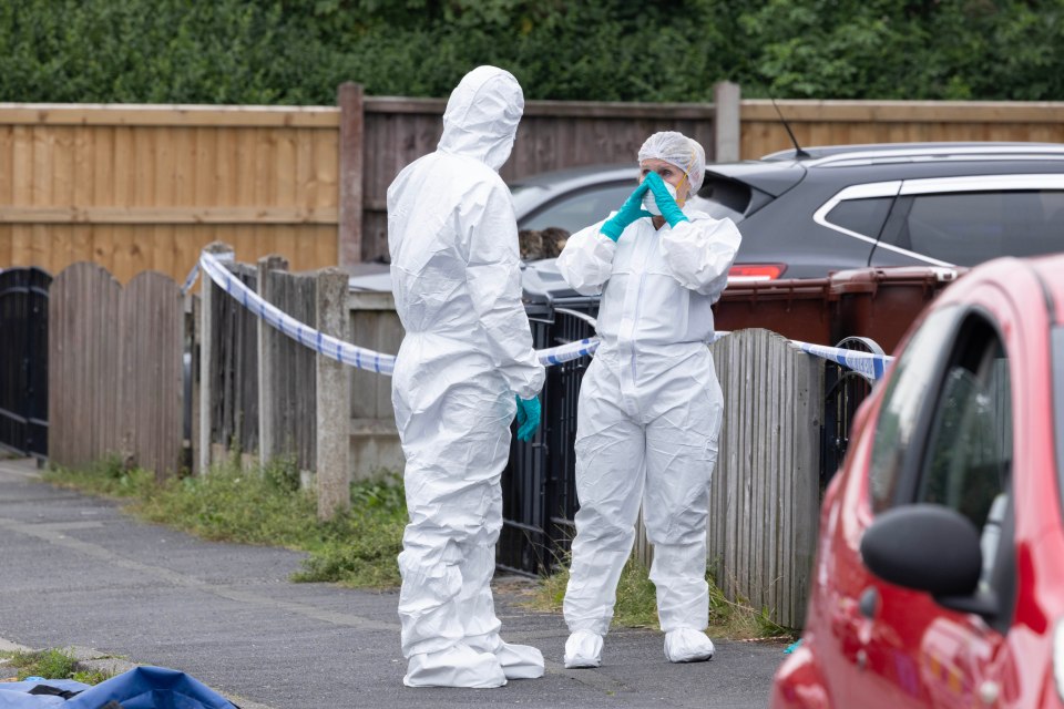 a man and a woman wearing protective suits covering their faces