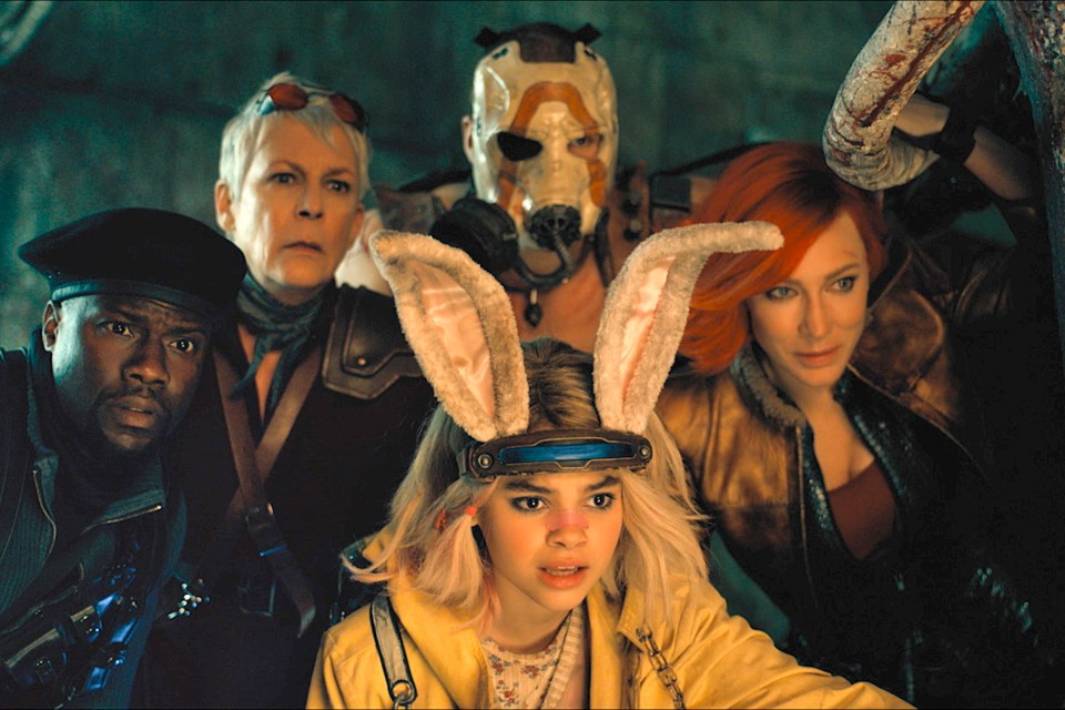 a group of people with one wearing bunny ears