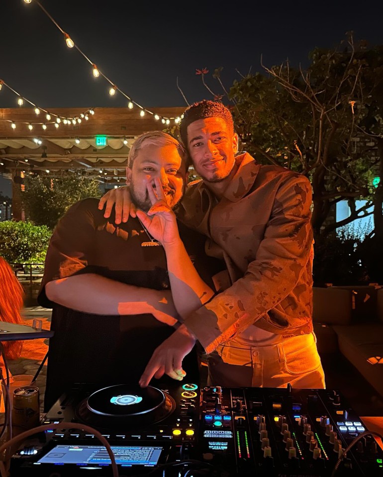 The England and Real Madrid star got behind the DJ decks