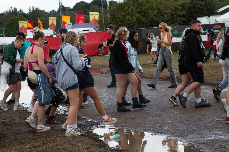 Festival-goers at Reading were swamped due to heavy downpours on Saturday