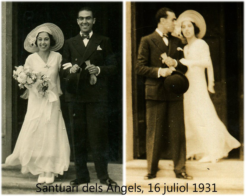 a black and white photo of a bride and groom from 1931