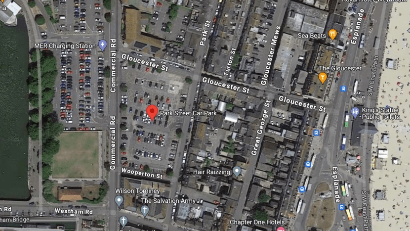 an aerial view of the park street car park