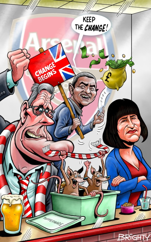 a cartoon of a man holding a sign that says change begins