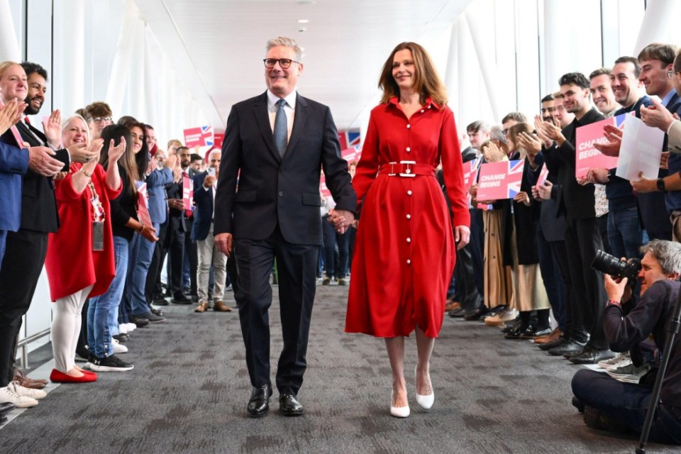 Alamy Live News. 2Y67D1C Liverpool, UK. 24 September 2024. Prime Minister Sir Keir Starmer and wife Victoria Starmer pictured before his speech at the Labour Party Conference in Liverpool. Photo credit should read: Matt Crossick/Empics/Alamy Live News This is an Alamy Live News image and may not be part of your current Alamy deal . If you are unsure, please contact our sales team to check.