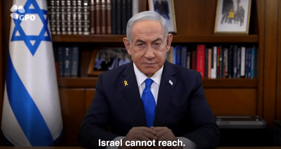 a man in a suit and tie says israel cannot reach