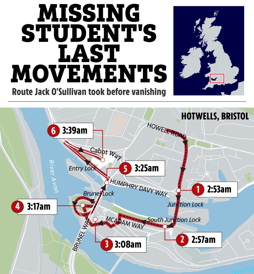 missing student 's last movements route jack o'sullivan took before vanishing