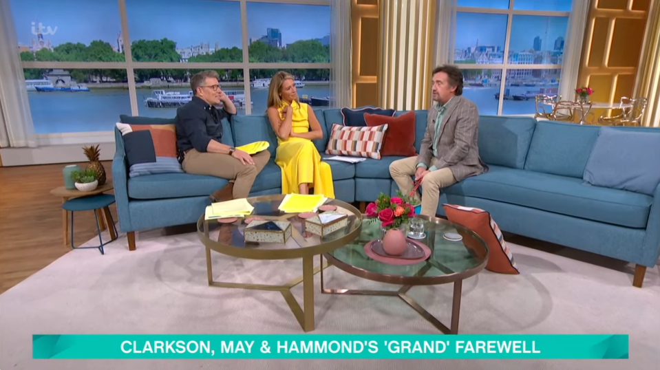 clarkson may and hammond 's grand farewell is displayed on the screen