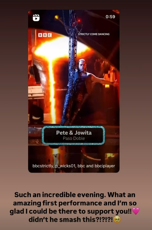 a screenshot of strictly come dancing showing pete and jowita paso doble