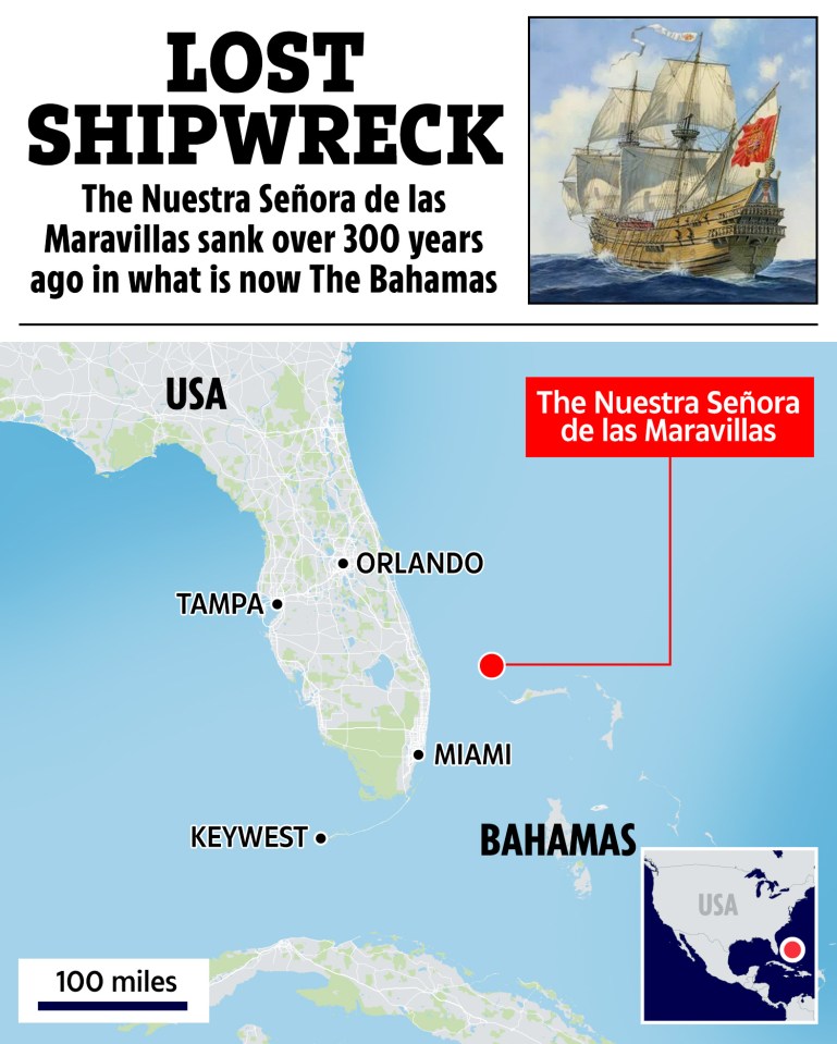 a map showing the location of the lost shipwreck