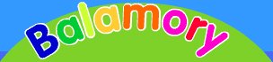 the word balamory is on a green and blue background