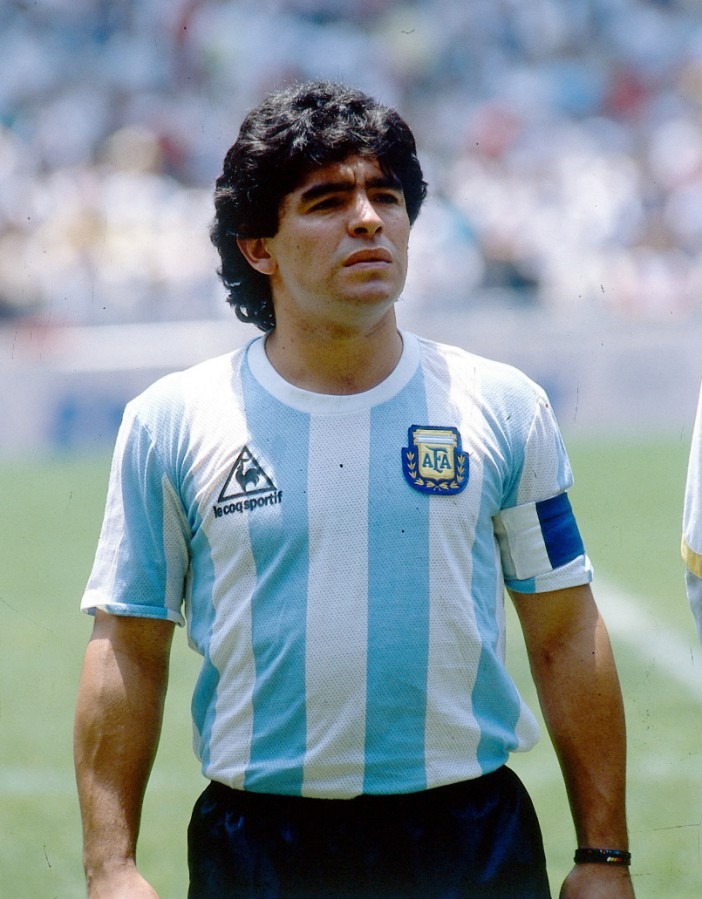 (GERMANY OUT) 1986 FIFA World Cup in Mexico Armando Diego Maradona * 30.10.1960- Football player, Argentina, member of the national team - Maradona in the Argentine line-up before the final against Germany -   (Photo by Schlage/ullstein bild via Getty Images)