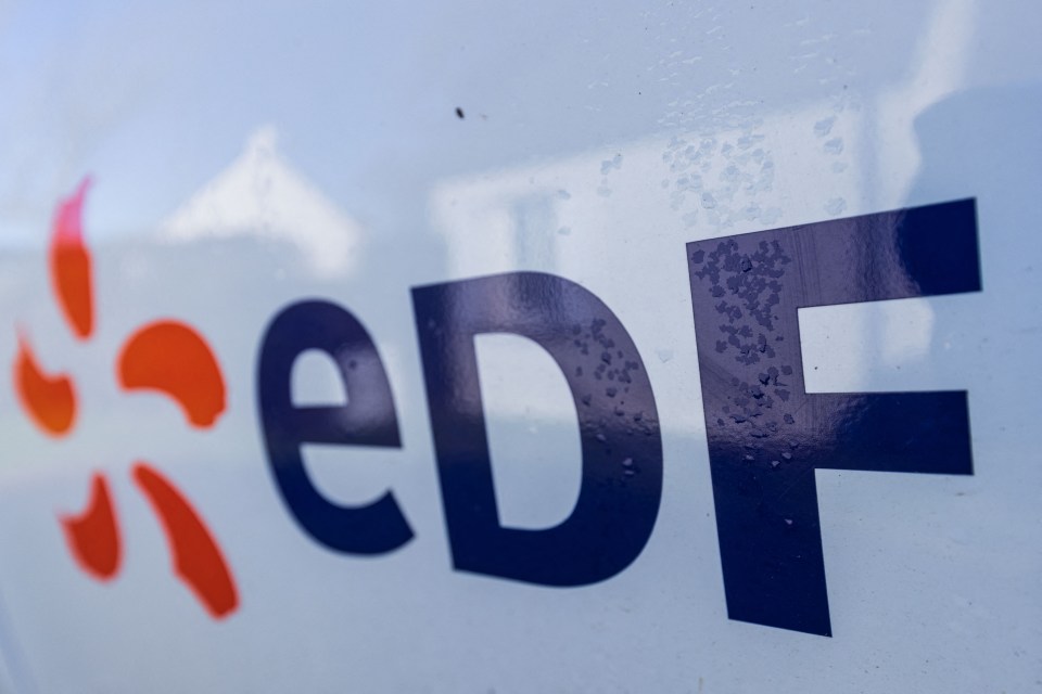 a phone with the edf energy logo on the screen