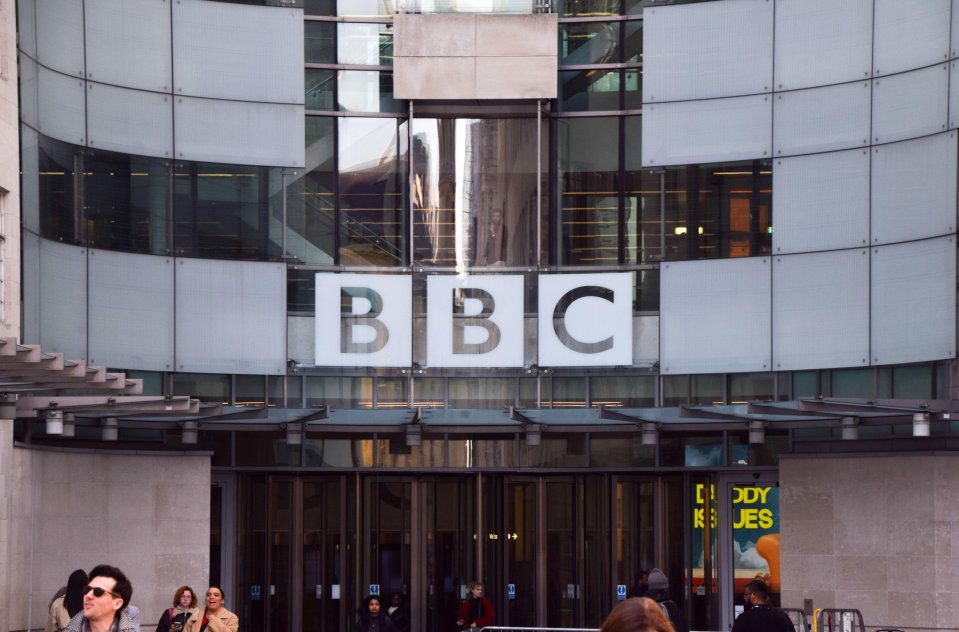 the entrance to the bbc building in london