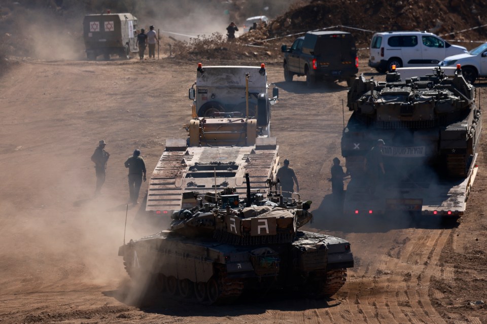 Israeli soldiers in northern Israel near the border with Lebanon