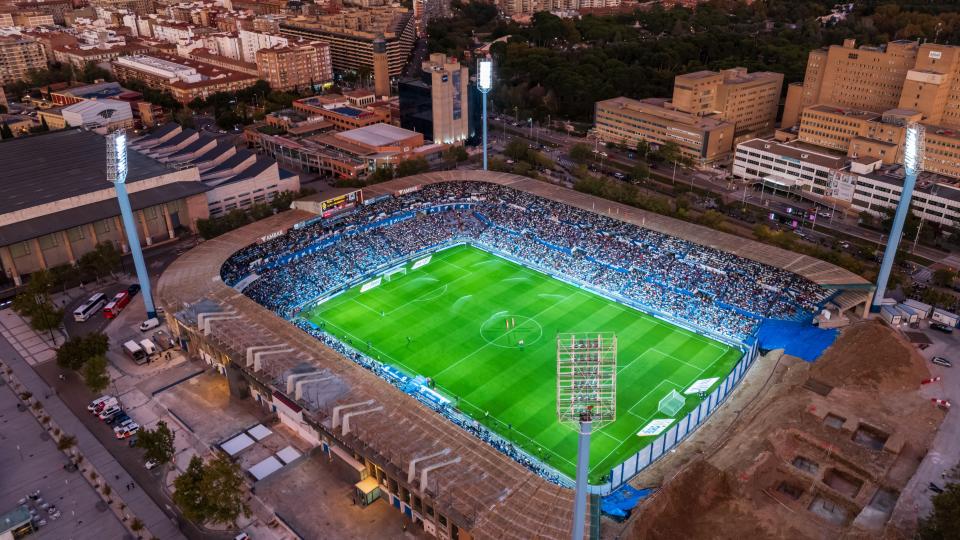 an aerial view of a soccer stadium with a sign that says ' bwin ' on it