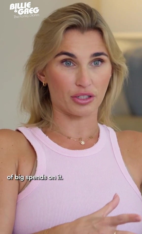 a woman in a pink tank top is talking about big spending