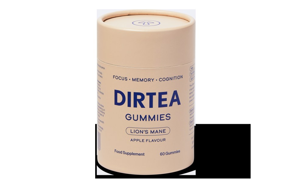 a can of dirtea gummies with a lion 's mane flavor