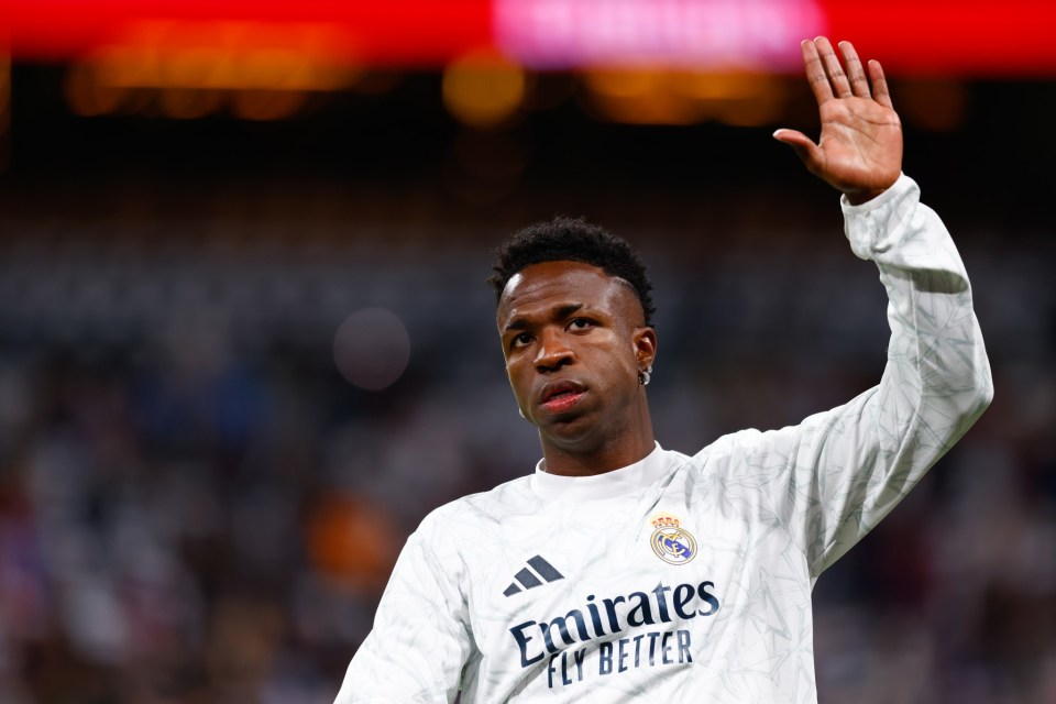 MADRID, SPAIN - OCTOBER 26: Vinicius Junior of Real Madrid gestures during the Spanish League, LaLiga EA Sports, football match played between Real Madrid and FC Barcelona at Santiago Bernabeu stadium on October 26, 2024, in Madrid, Spain. (Photo By Dennis Agyeman/Europa Press via Getty Images)
