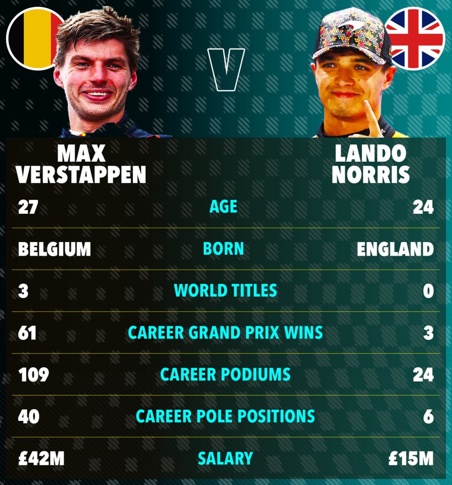 a graph showing the age of max verstappen and lando norris