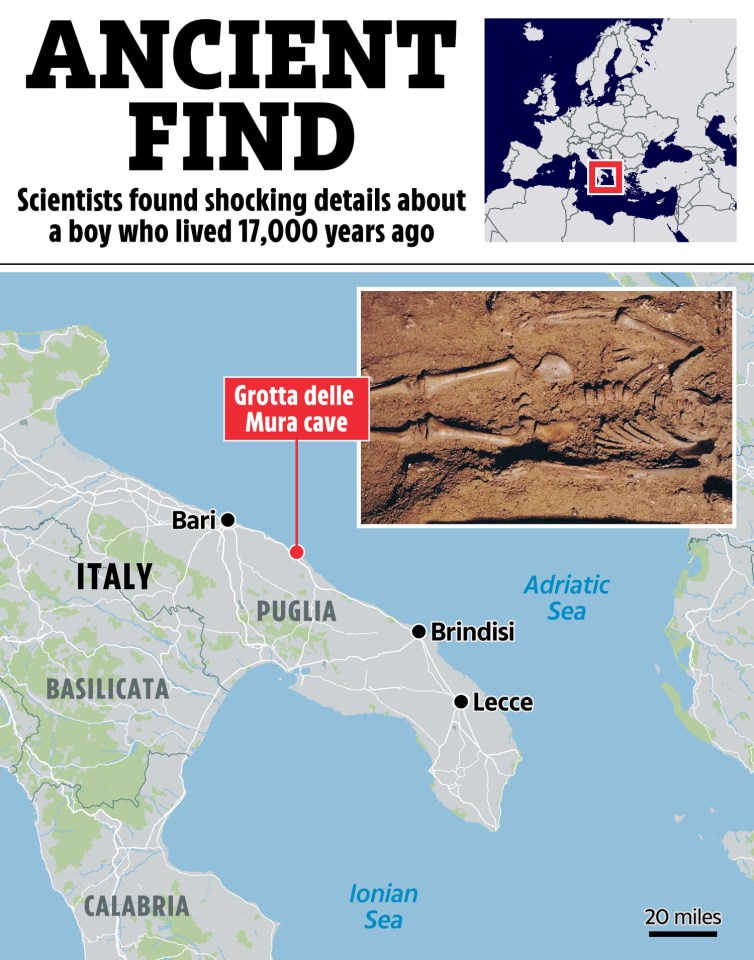 a map showing the location of the grotta delle mura cave