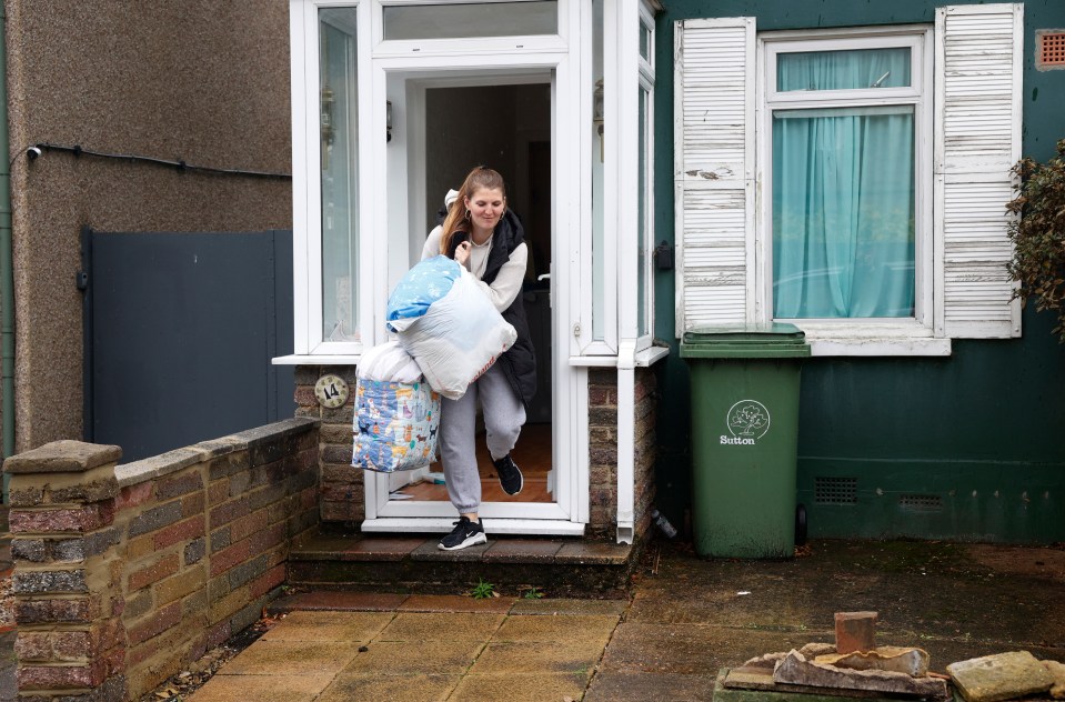 Harlie Swan and her children in Wellington in south London