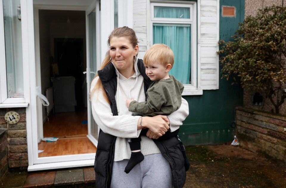Harlie Swan and her children in Wellington in south London