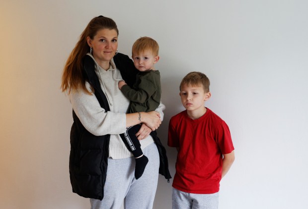 Harlie Swan and her children in Wellington in south London