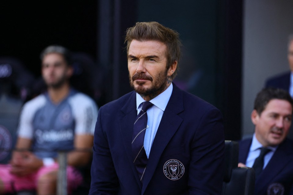 Oct 19, 2024; Fort Lauderdale, Florida, USA; Inter Miami CF owner David Beckham watches play during the first half against the New England Revolution at Chase Stadium. Mandatory Credit: Sam Navarro-Imagn Images