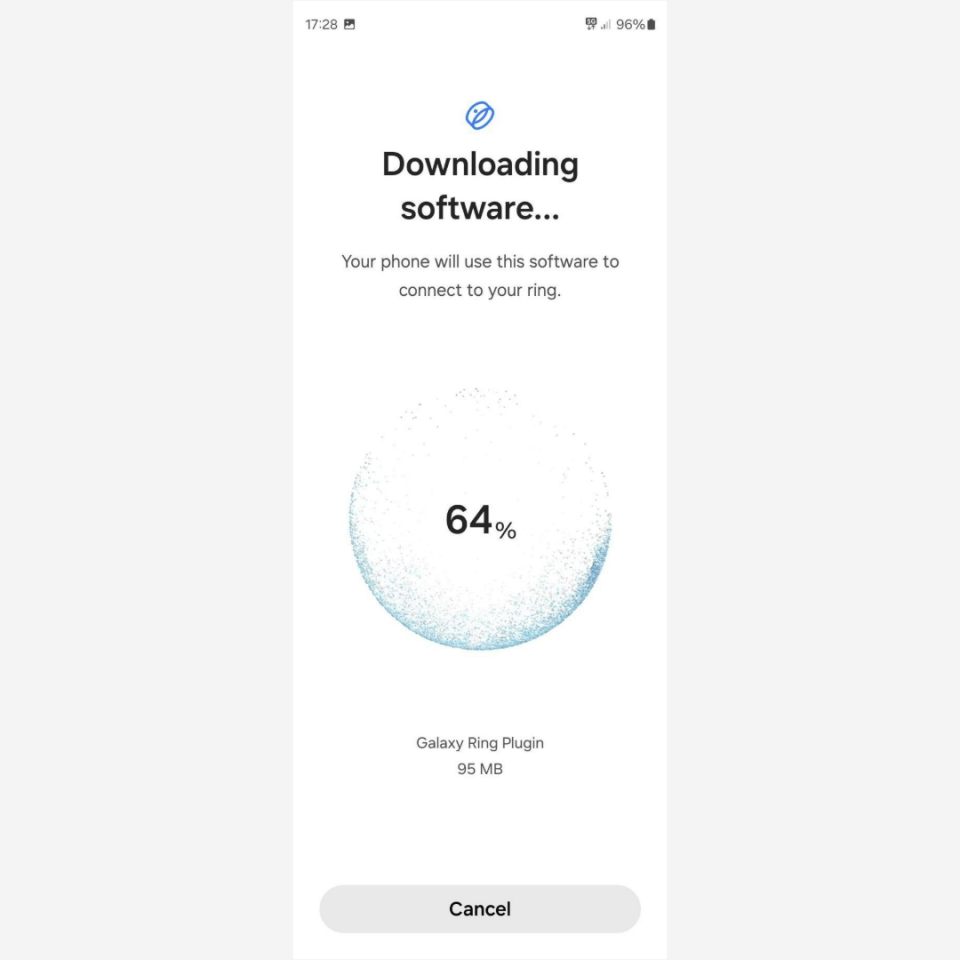 a phone screen that says downloading software on it