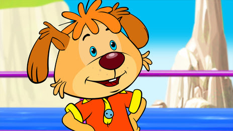 a cartoon dog is standing with his hands on his hips