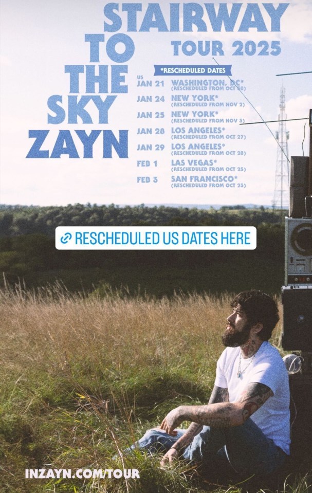 a poster for stairway to the sky zayn shows a man sitting in a field
