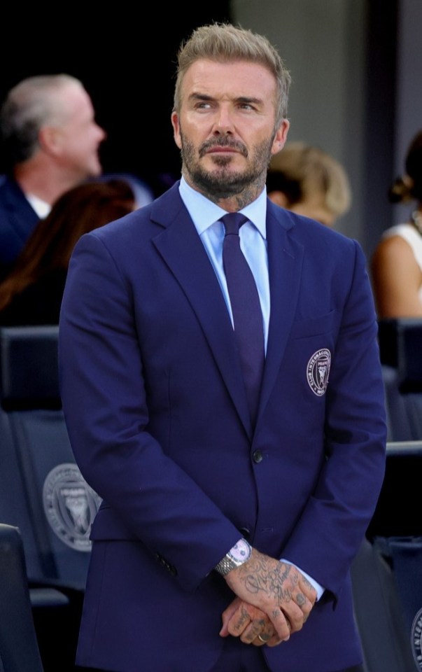 FORT LAUDERDALE, FLORIDA - AUGUST 8: Team owner David Beckham of Inter Miami looks on at the Inter Miami CF v Toronto FC: Round of 32 - Leagues Cup 2024 game at Chase Stadium on August 8, 2024 in Fort Lauderdale, Florida. (Photo by Chris Arjoon/Getty Images)