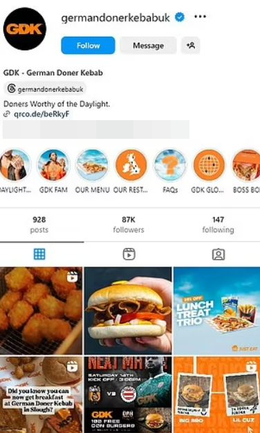 a screenshot of the german doner kebab instagram page .
